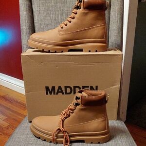 Madden Men's OrtholiteTan Lace-Up Boots Size 9.5